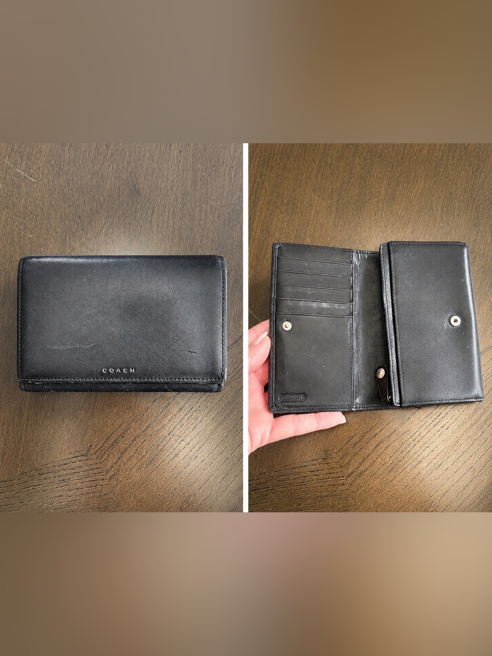 Coach Black Leather Fold Wallet